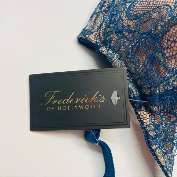 Fredrick’s Of Hollywood Voluptuous‎ Bra Padded Push Up 34DD Teal Shine Lace NEW - Picture 10 of 12